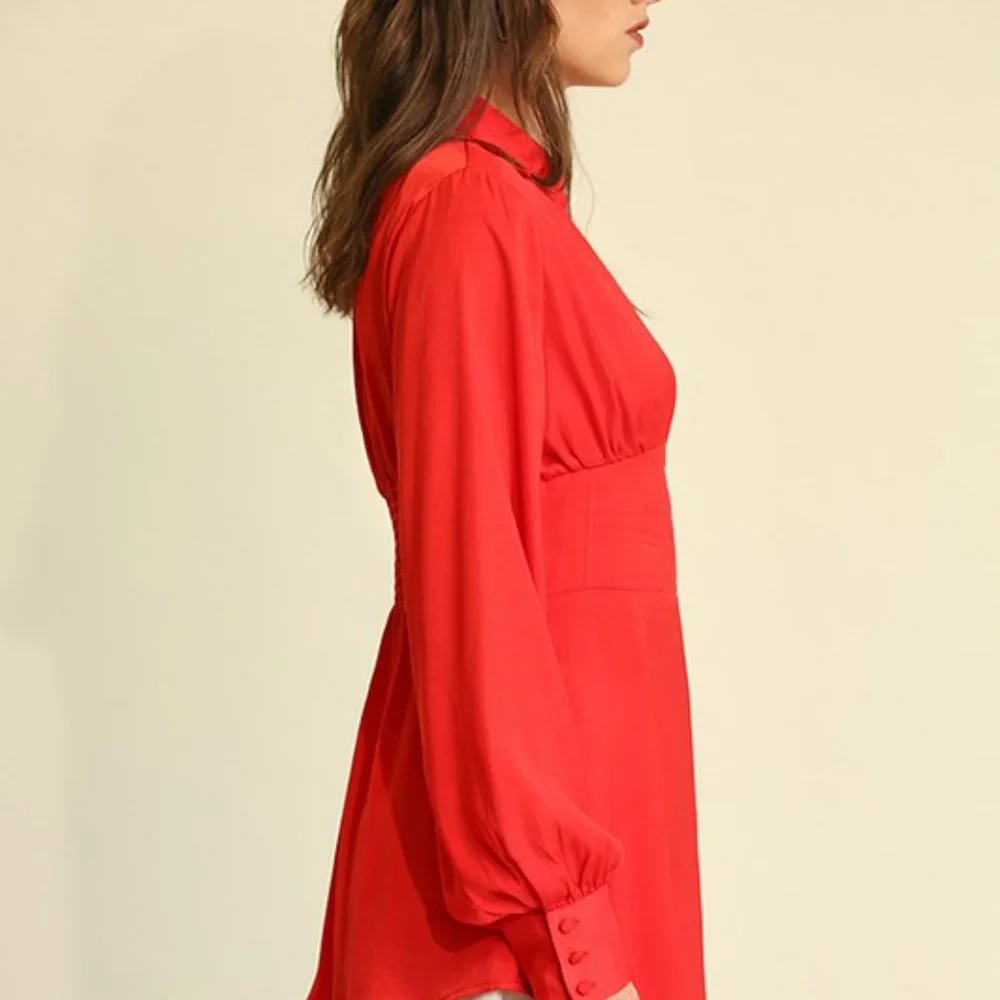 33. Scarlet Red Corset Top - Picture 3 of 4